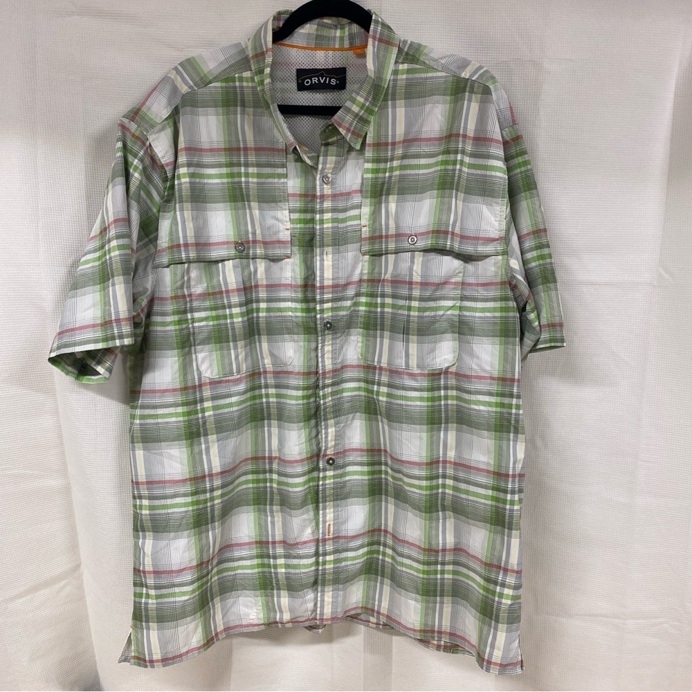 Orvis Green Multicolor Plaid Fishing Shirt Size XL